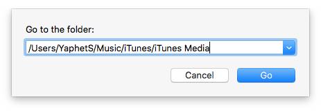 the Go to folder dialog