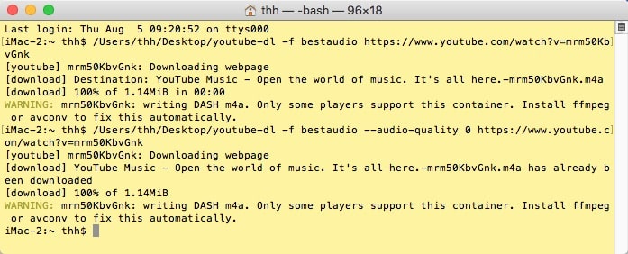 get m4a from youtube with the best quality youtubedl