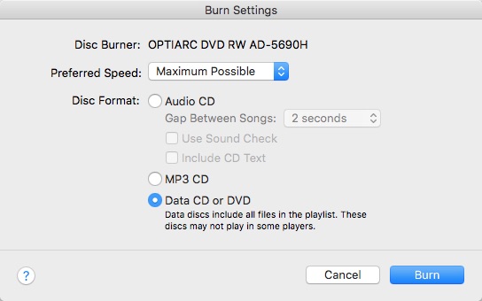 Burn a DVD from iTunes with iTunes 02