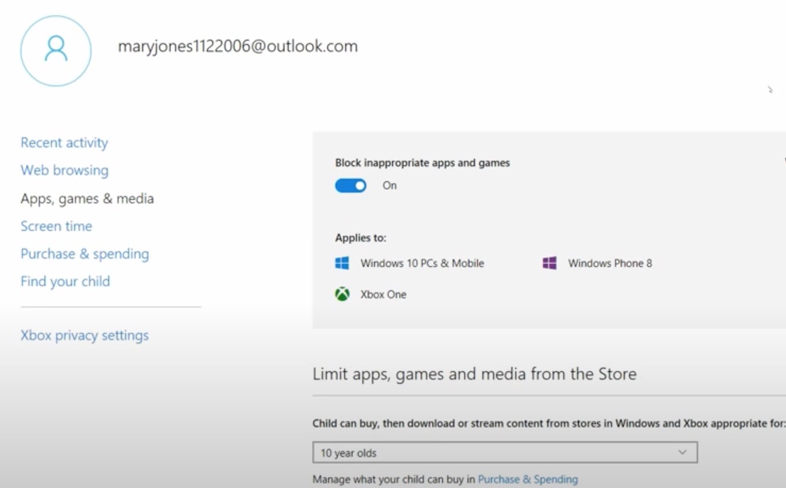 Windows Parental Control