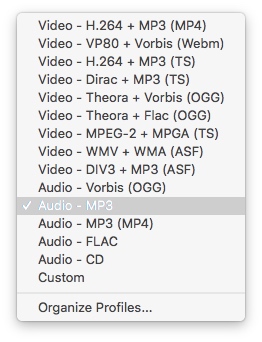 choose a suitable audio format on vlc