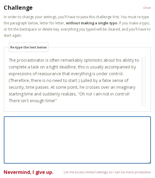 the Challenge dialog