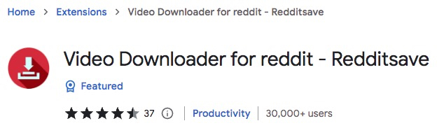 interface of redditsave chrome extension