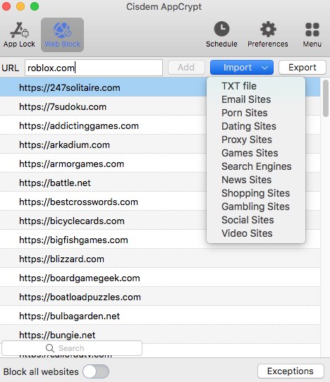 block Roblox website