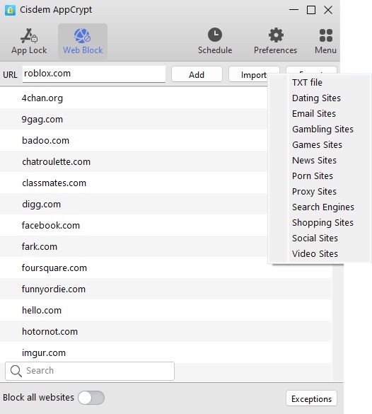 block Roblox website