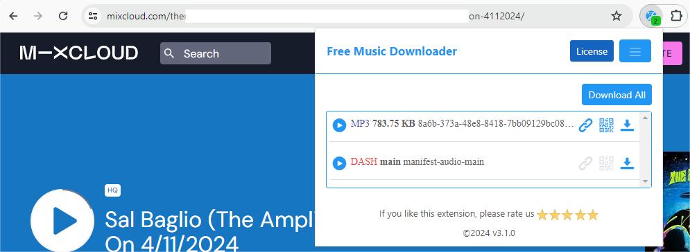 Mixcloud Chrome extension