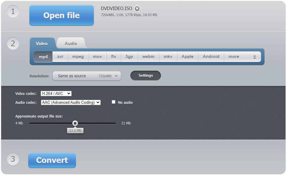 online ISO to MP4 converter