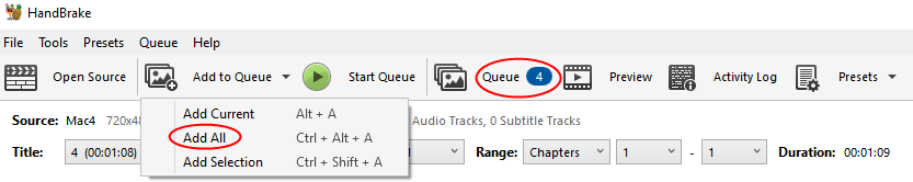 convert batch of titles in an ISO to MP4 in Handbrake