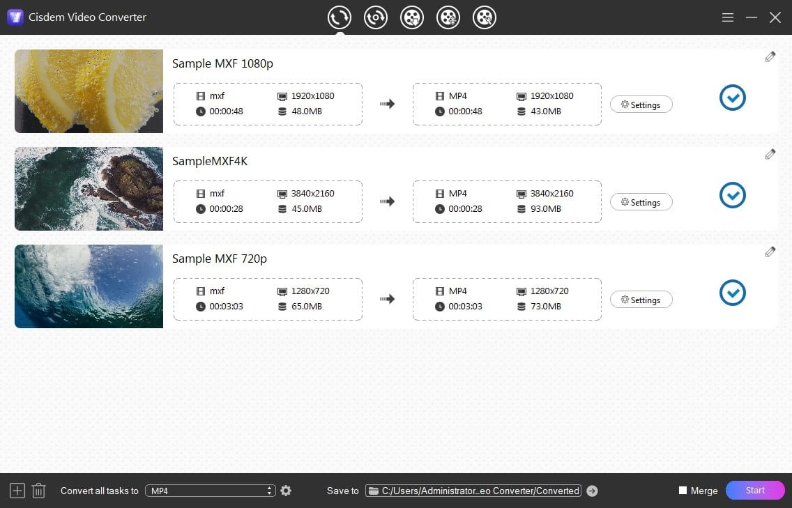 MXF to MP4 conversion complete