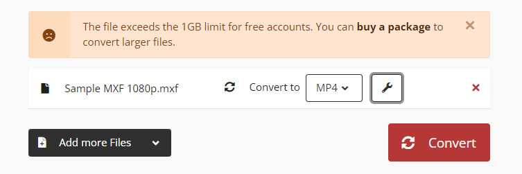 online MXF to MP4 converter