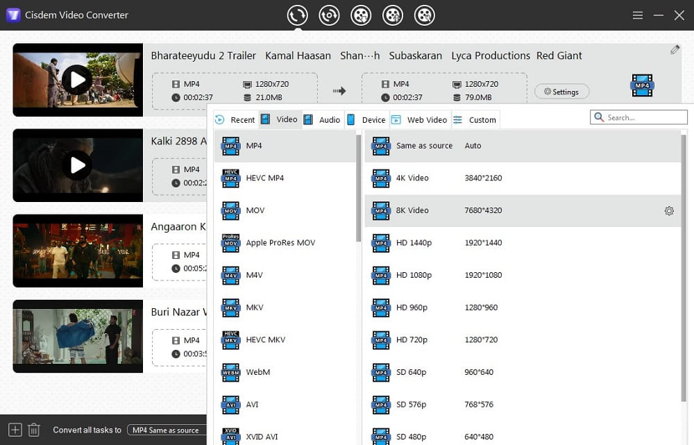 convert telugu movies