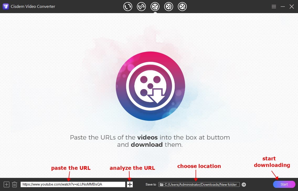 paste url from youtube