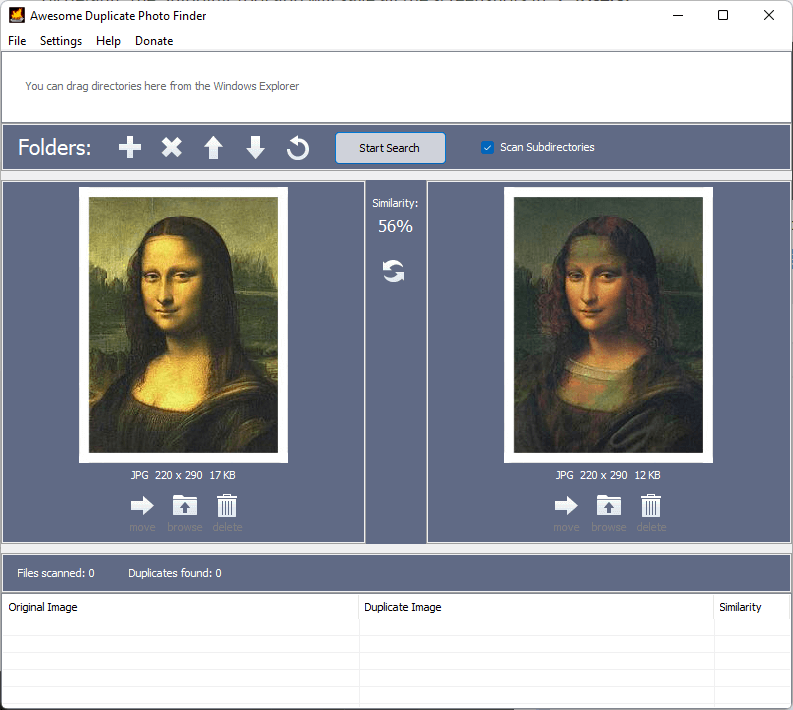 the “You can drag directories” area
