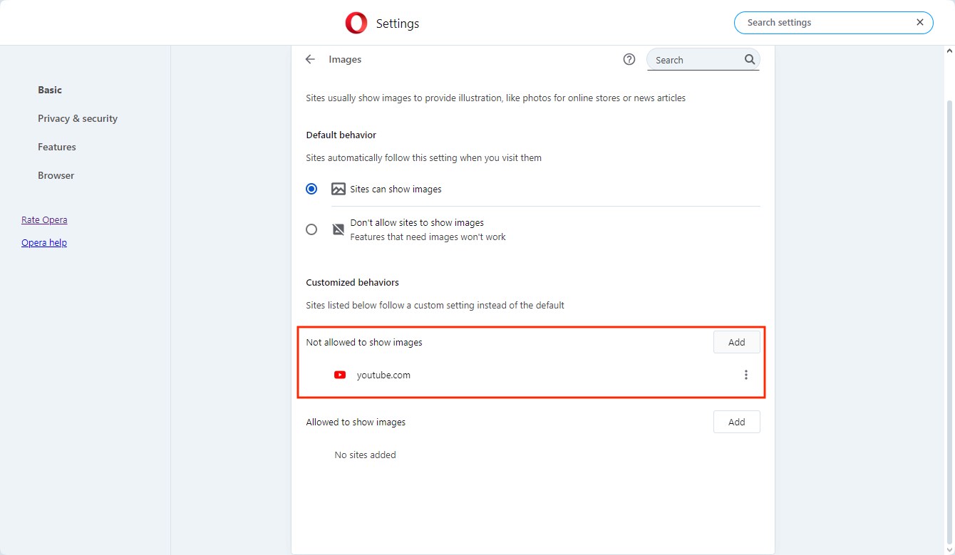 not allowed to show images