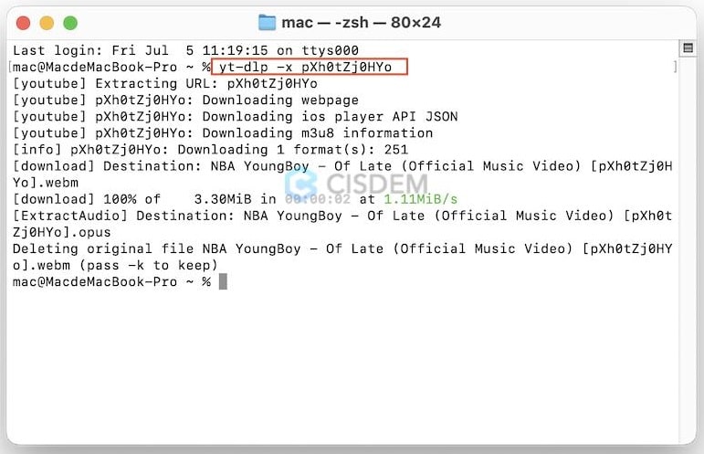 yt-dlp download youtube audio on Mac