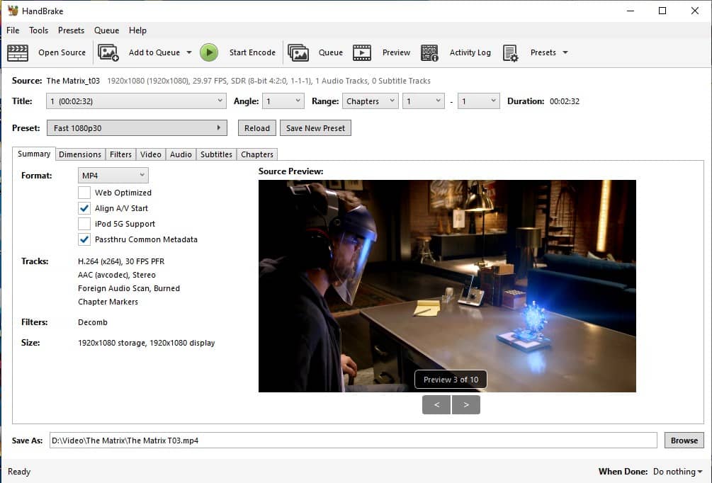 HandBrake compress Blu-ray file