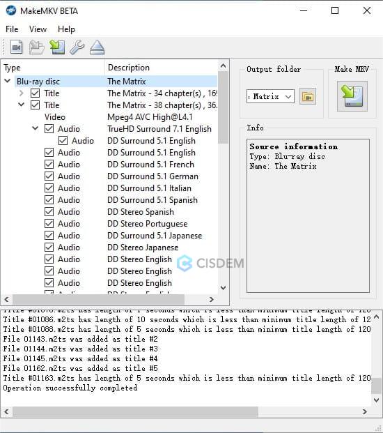 MakeMKV choose titles