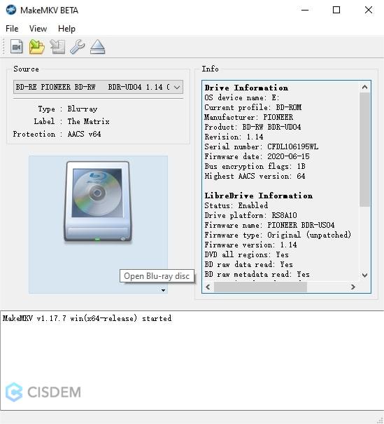 MakeMKV rip Blu-ray disc