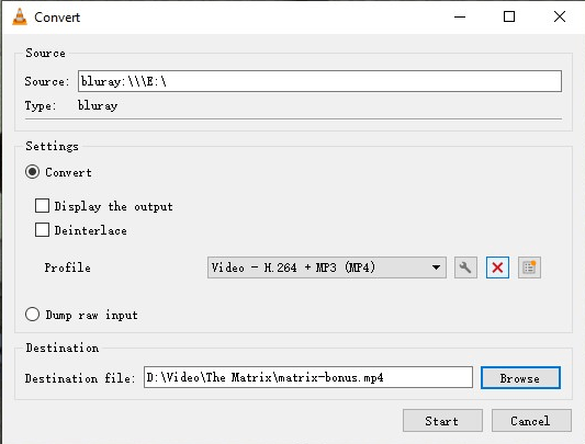 vlc convert Blu-ray to MP4