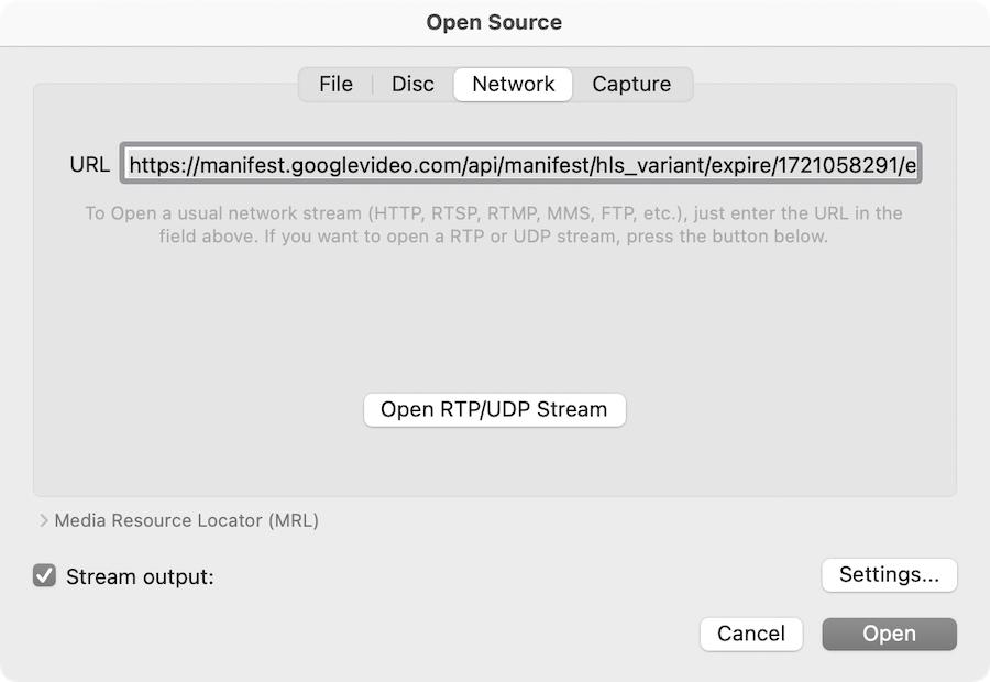 download youtube live stream in vlc on Mac