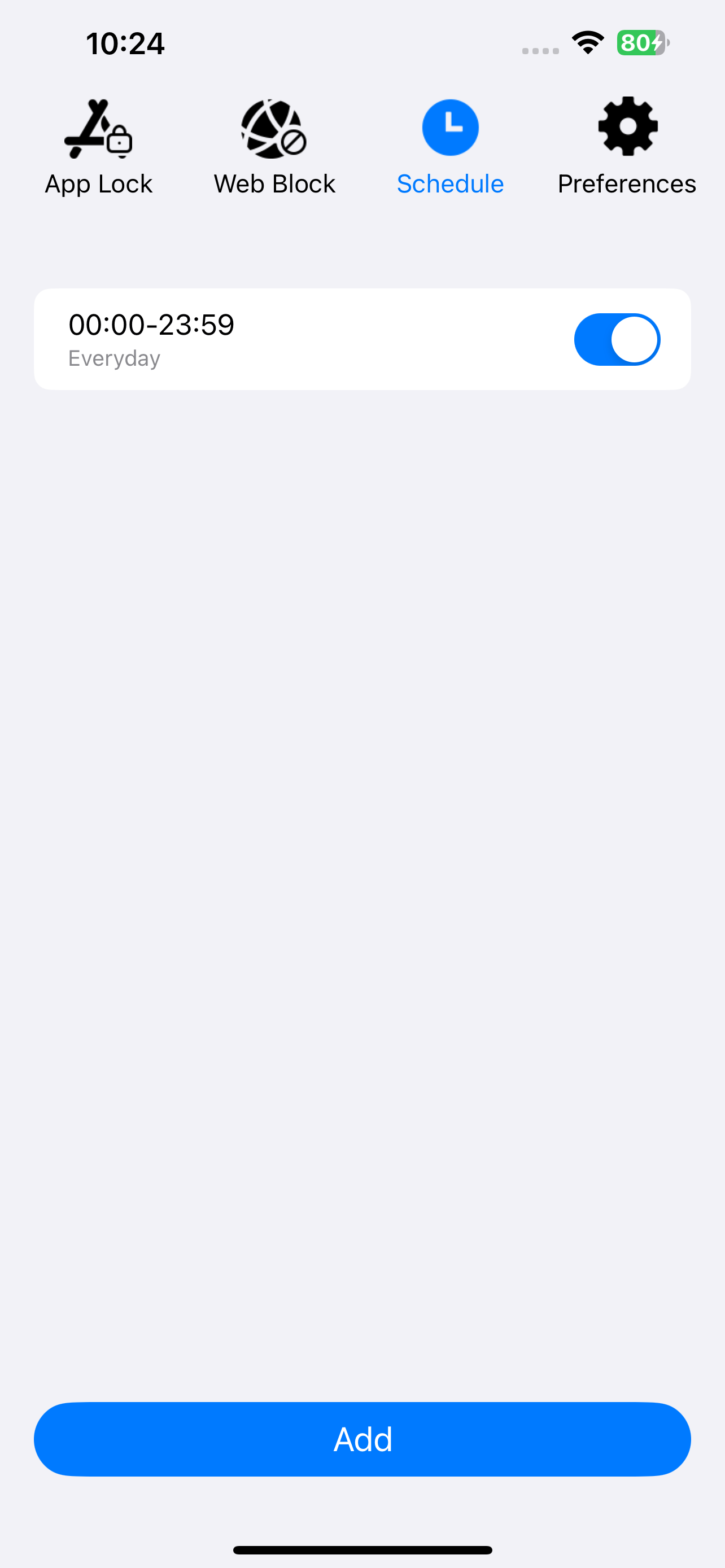 Schedule tab showing a schedule