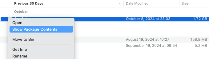 show garageband contents
