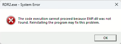 emp dll not found error message