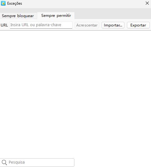 bloquear o acesso a todos os sites, exceto alguns no Opera