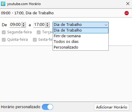 defina uma programação para o YouTube