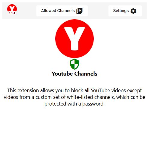 YouTube Blocker extension settings