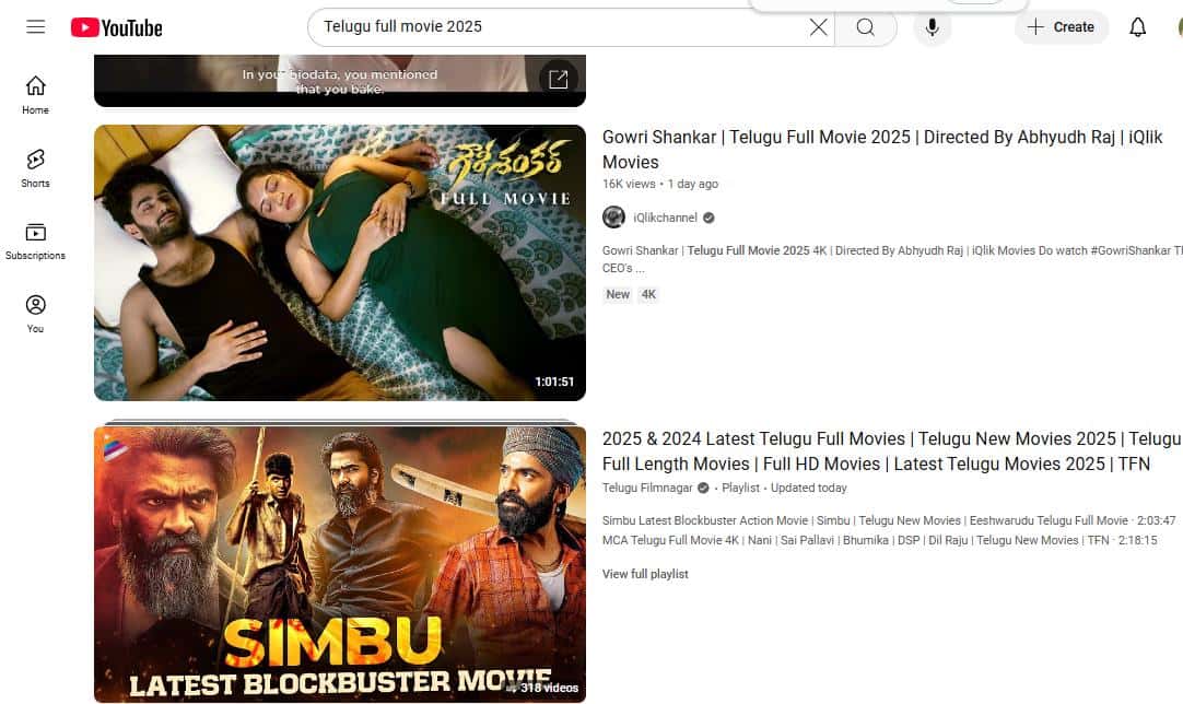 youtube telugu movies