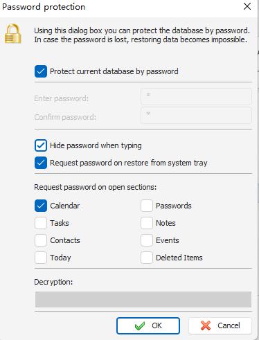C-Organizer password protection feature