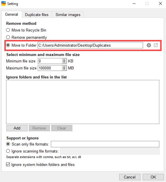 select Move to folder
