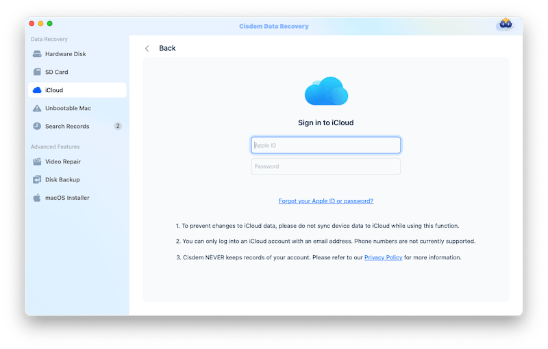 recover icloud photo cisdem 02