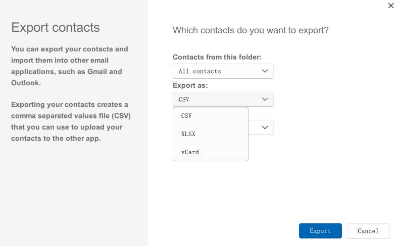 export contacts