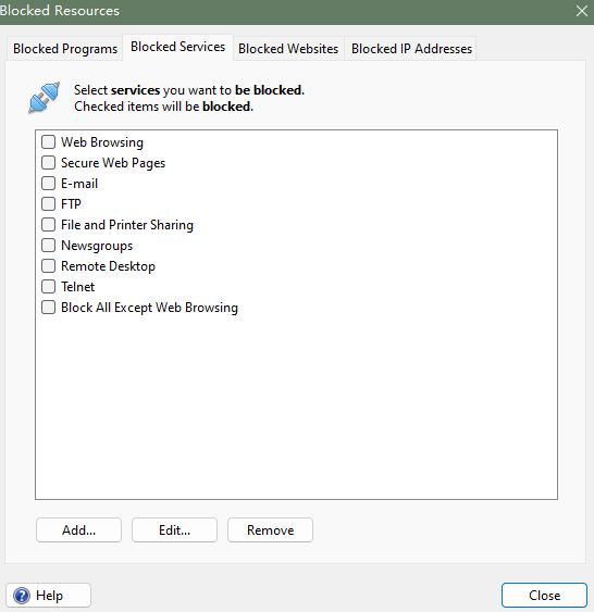 block specific apps, websites, services, etc.