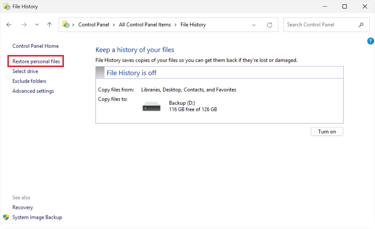 restore music picture document folders windows history01