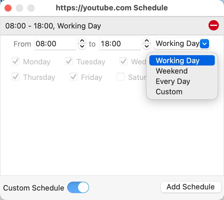 custom schedule for Facebook