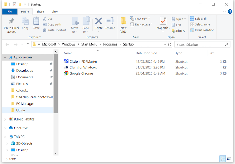 access startup folder 03