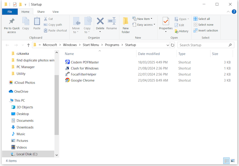 access startup folder 05