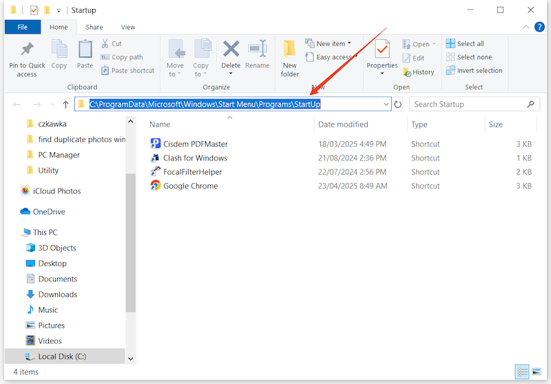 access startup folder 08