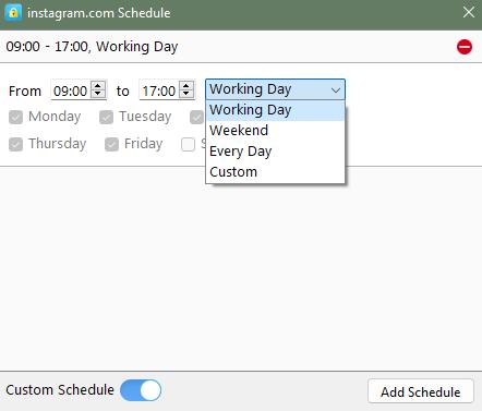 custom schedule for Instagram