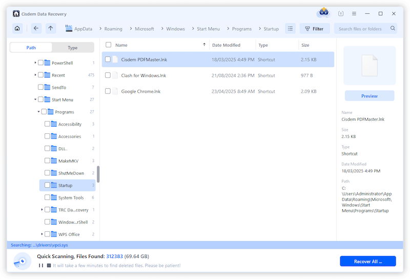 find startup folder cisdem