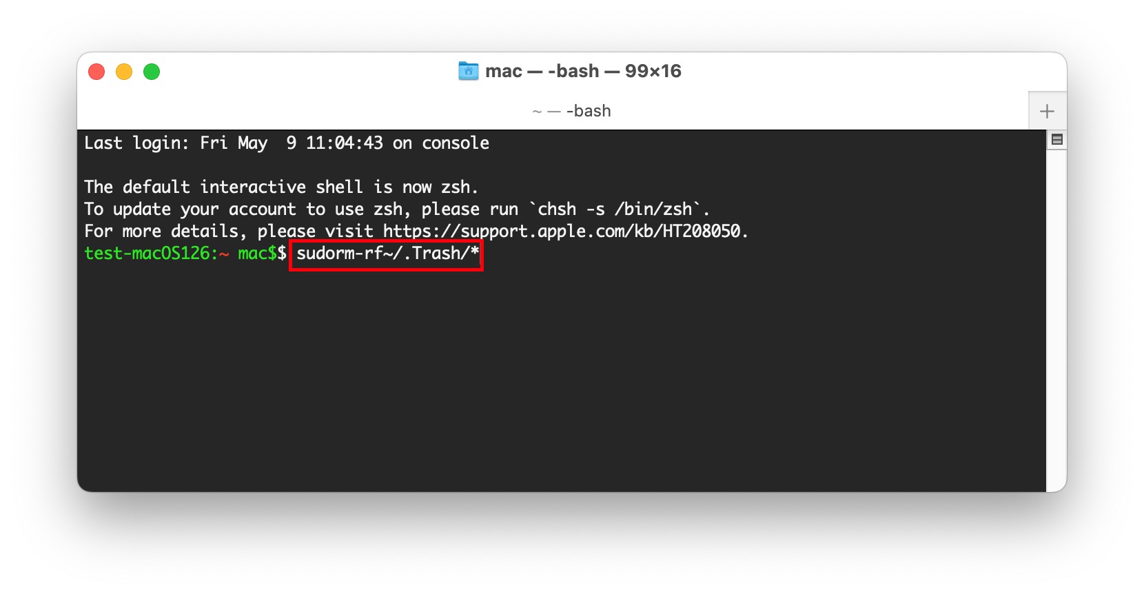 empty the trash mac04