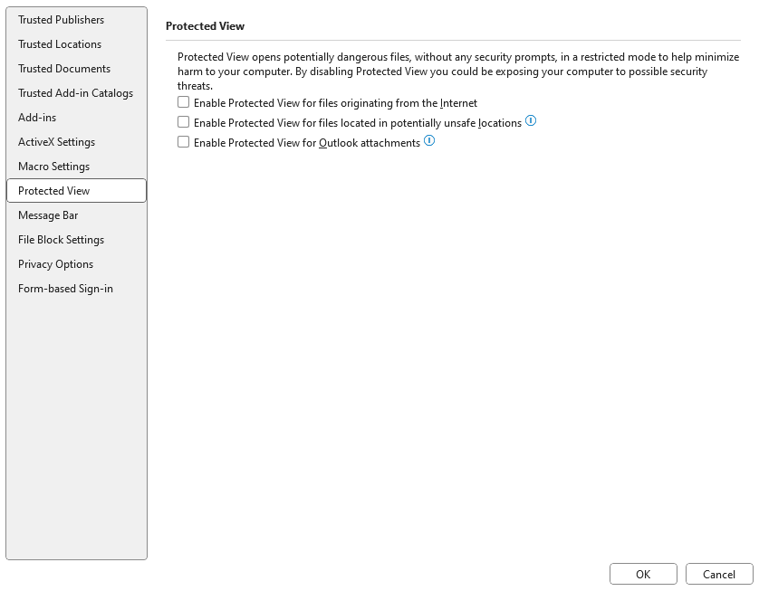 adjust trust center 03
