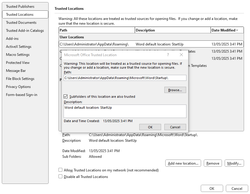 adjust trust center 04