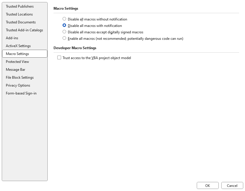 adjust trust center 06