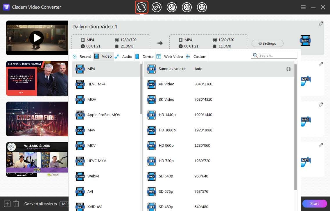 download dailymotion to more video format