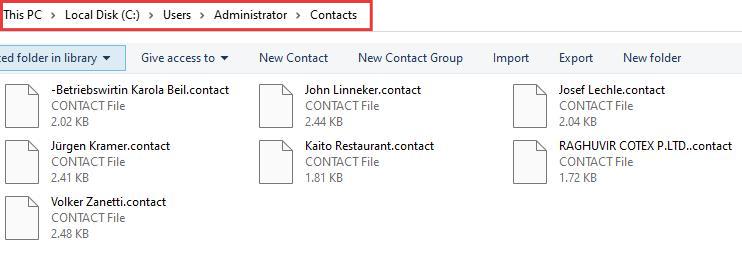 open Windows Contacts folder