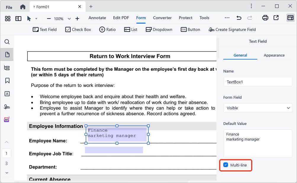add fillable text box in pdf cisdem04